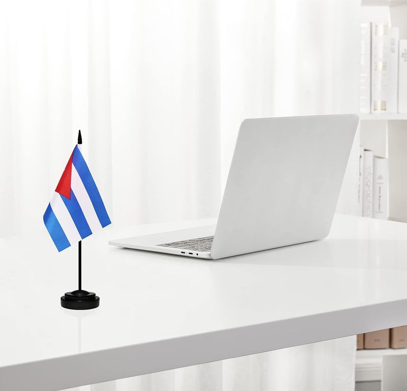 BCLin Cuba Desk Flag Set, 2 Pack Cuban Table Office Flags, Small Mini Desktop Flag With 12" Solid Black Pole, Black Base, Miniature Desktop Flag - Image 5